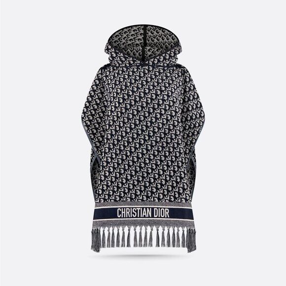 Christian Dior Oblique Hooded Fringe Poncho - Picture 1 of 13